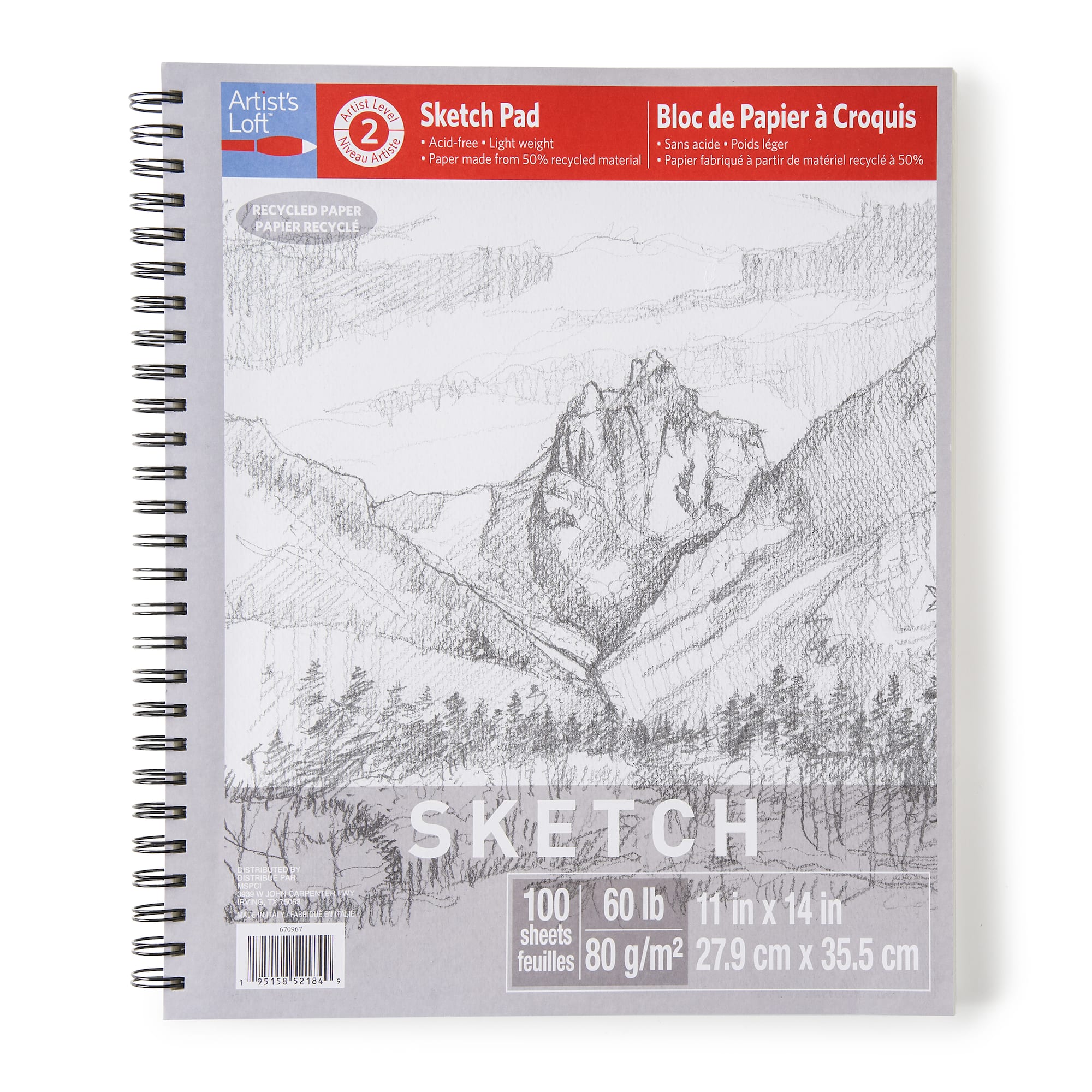 6 Pack: Recycled Sketch Paper Pad by Artist's Loft™, 11" x 14"